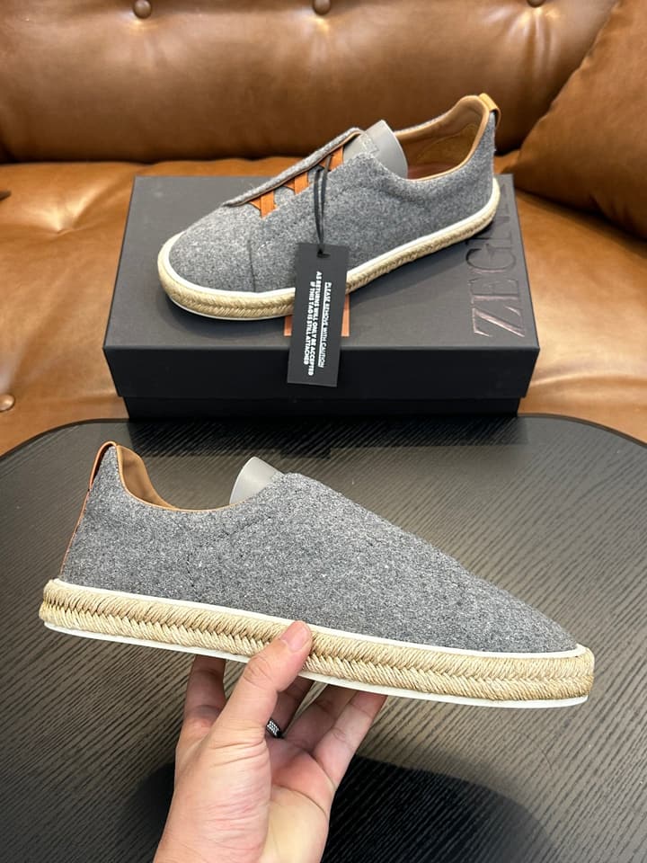 Zegna Triple Stitch Low-Top Sneakers in Dark Charcoal
