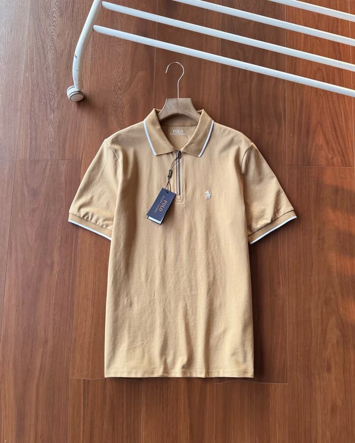 Ralph Lauren Half-Zip Contrast Trim Polo Shirt – 2025 Collection in Grey