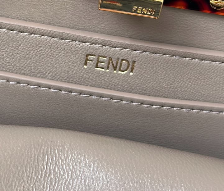 Fendi Peekaboo I See You Petite Handbag in Taupe Greige