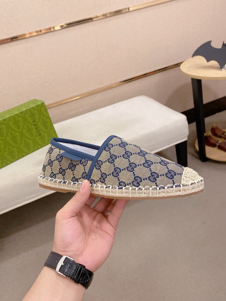 Gucci Men's Slip-On Loafers in Blue Monogram