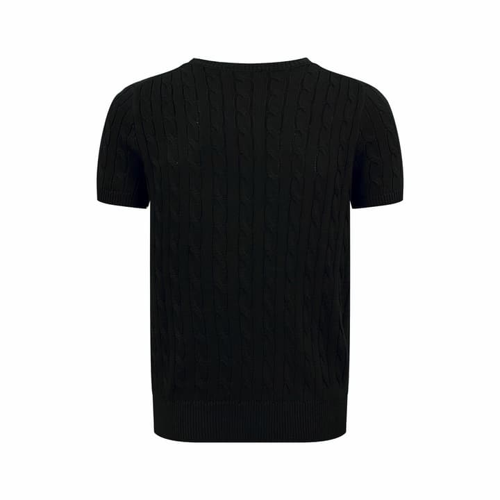 Ralph Lauren Cable-Knit Short-Sleeve Sweater in Ink Black