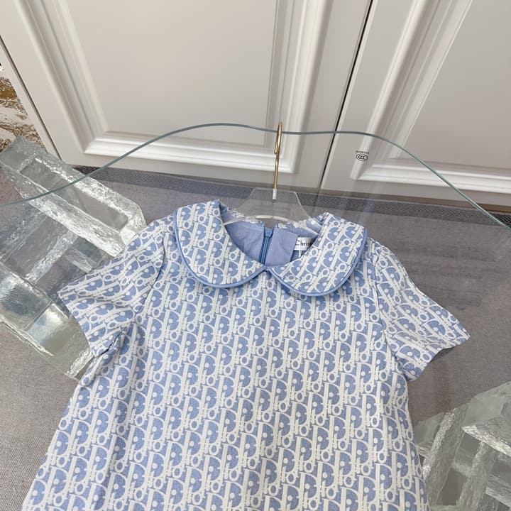 Dior Kids Monogram Pleated Dress Sibling Set – 2026SS – Kids Collection in Light Blue Monogram