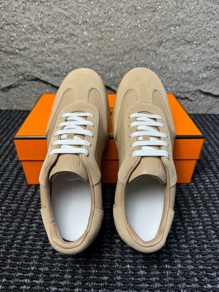 Hermès Laser-Punched H Nappa Calfskin Sneakers in Black