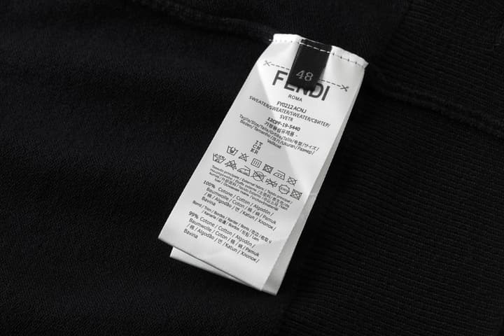 Fendi Double F Hot Stamp Crewneck Sweater in Classic Black