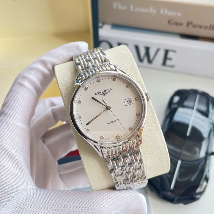 Longines Elegant Collection 39mm Automatic Watch in Black Dial Steel Bracelet