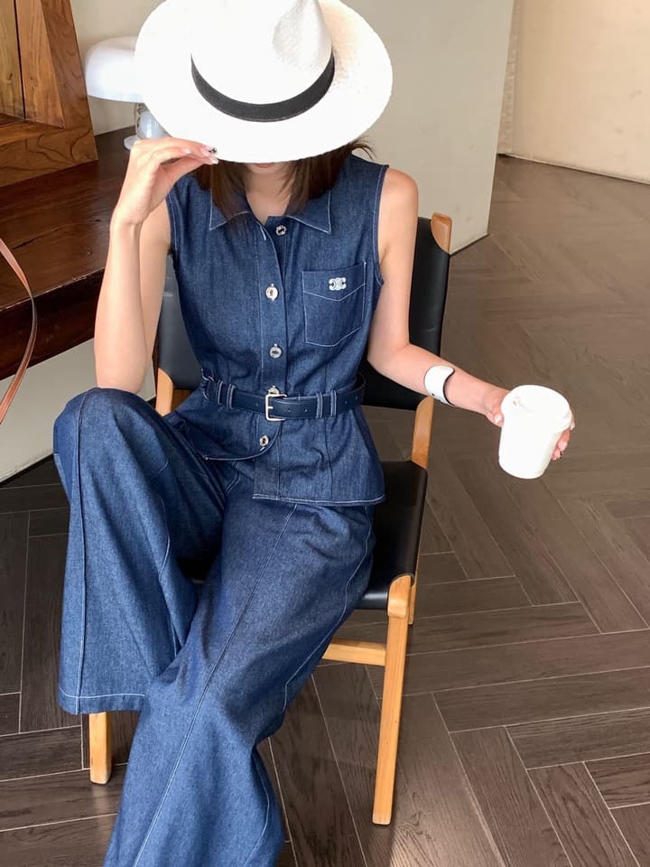 Celine Denim Matching Set in Royal Blue