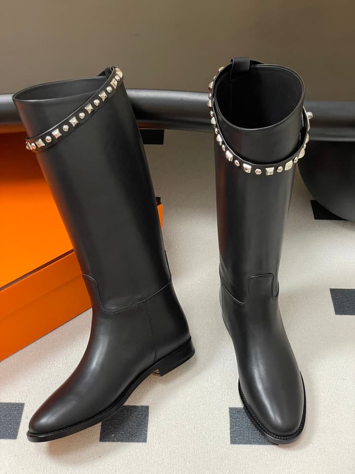 Hermès Jumping Series Kelly Buckle Knee-High Boots in Black