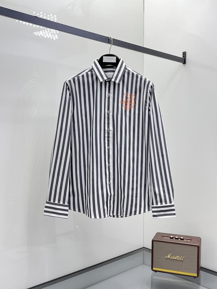 Hermès Long-Sleeve Shirt in Light Blue Striped