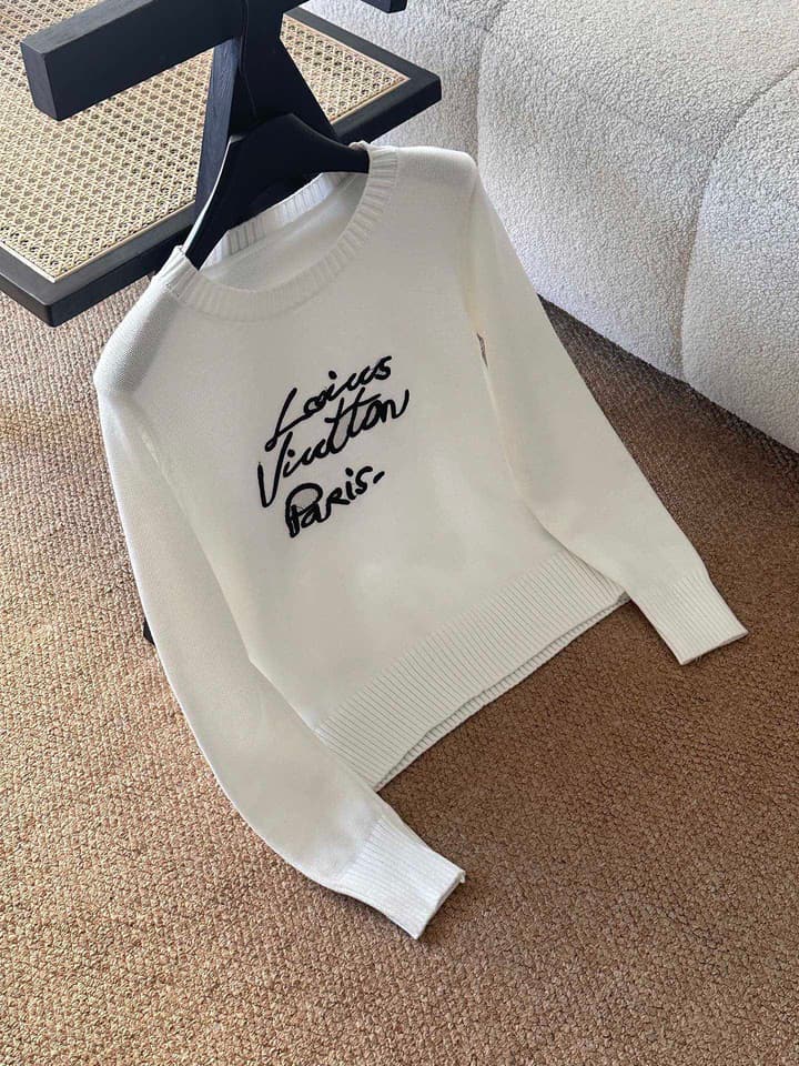 Louis Vuitton Embroidered Knit Sweater in Khaki