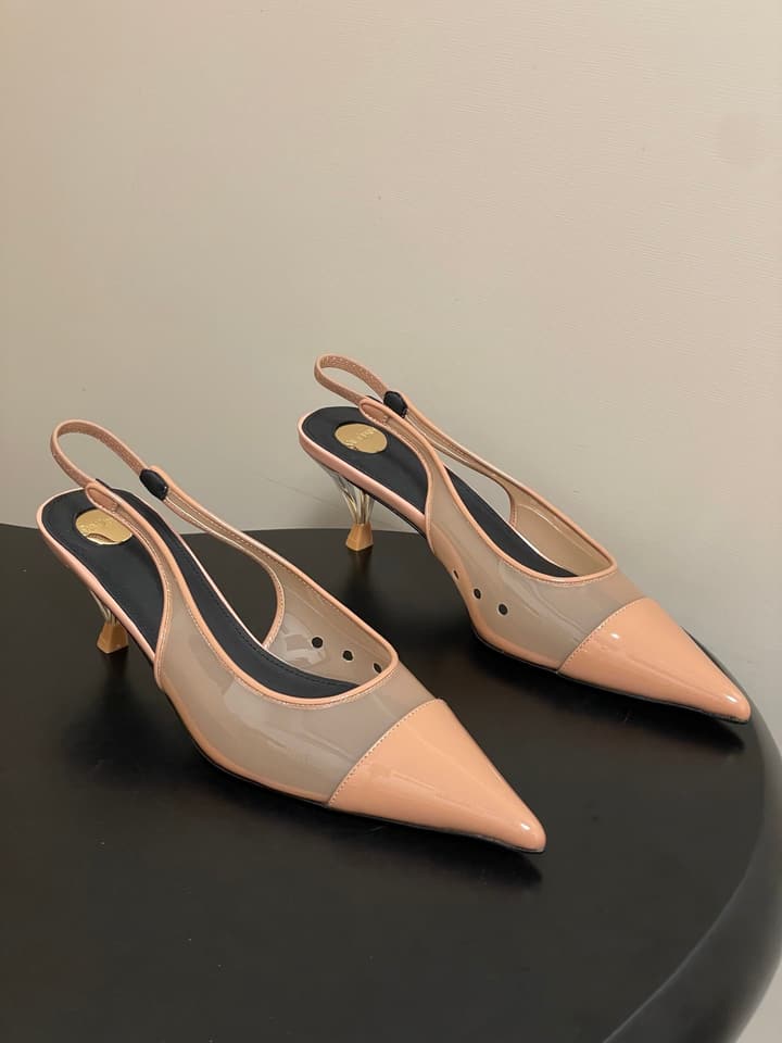 Saint Laurent Pointed PVC Slingback Sandals – 26SS in Beige