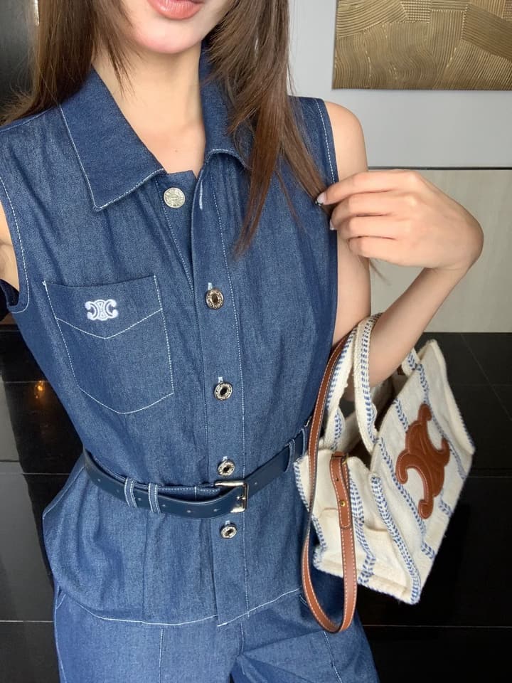 Celine Denim Matching Set in Royal Blue