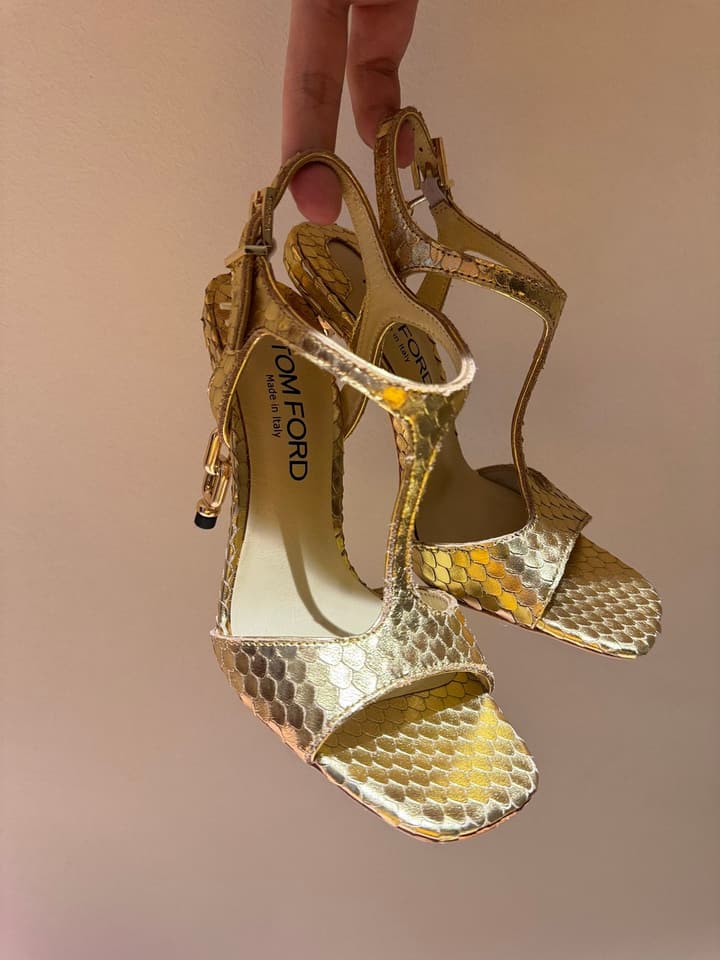 TOM FORD Padlock Heeled Sandals – 24SS Collection in Black Sandals