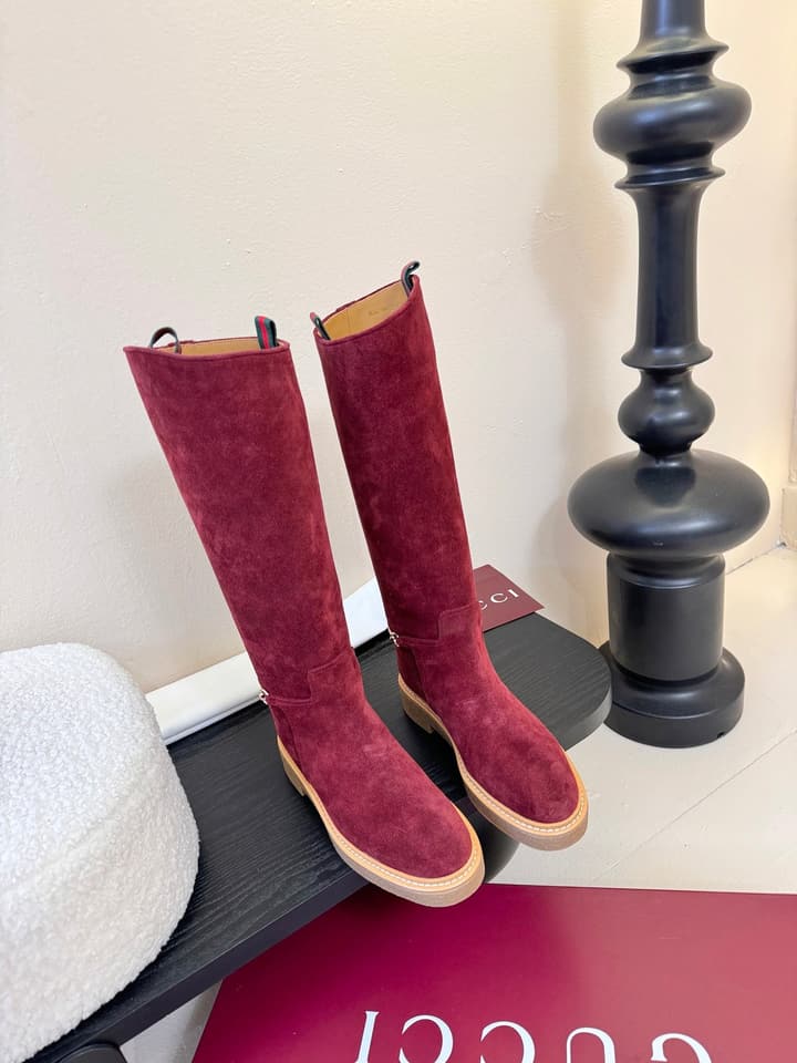 Gucci Runway Velvet Boots in Black Suede