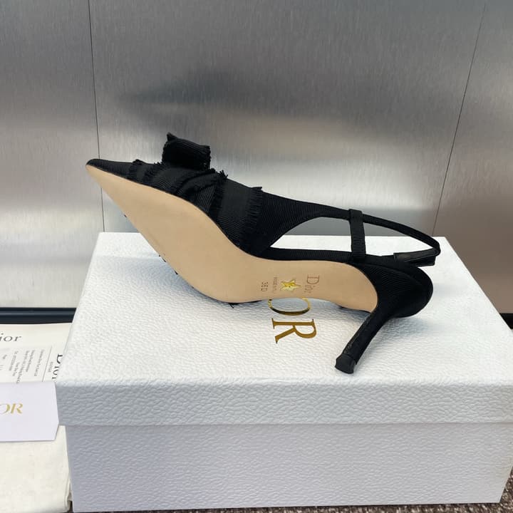 Dior J'Adior Adiorble Tassel Bow Pearl Heeled Sandals – 2024 Spring/Summer Collection in Black Velvet Front