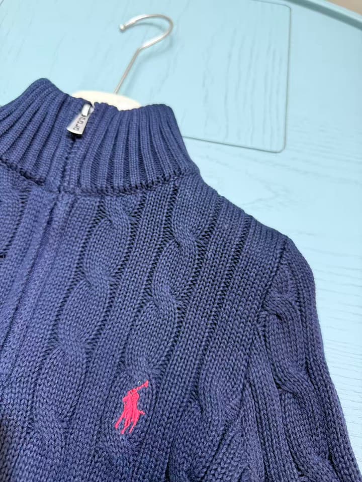Ralph Lauren Polo Boys' Striped Knit Sweater – Kids Collection – 2025SS in Dark Navy Cable Knit
