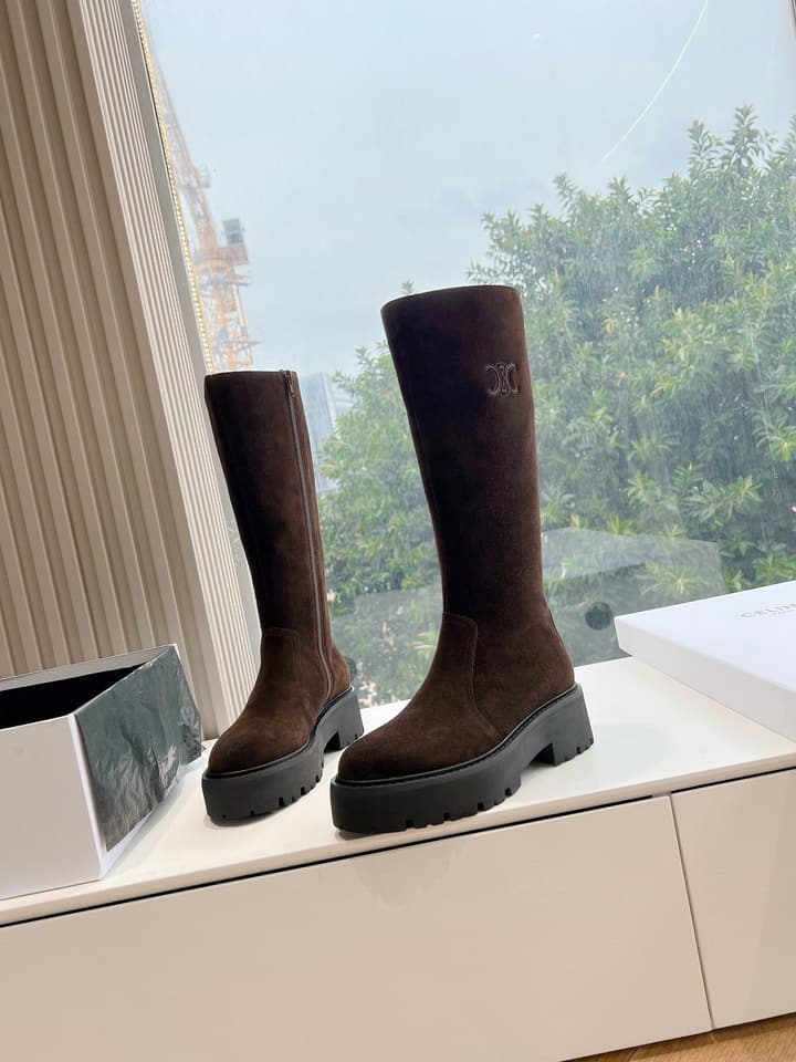 Celine Triomphe Knee-High Boots – 2023 Autumn/Winter Collection in Black