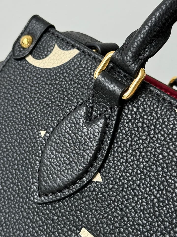 Louis Vuitton OnTheGo Small Tote Bag in Black Contrasting Monogram With Red Lining