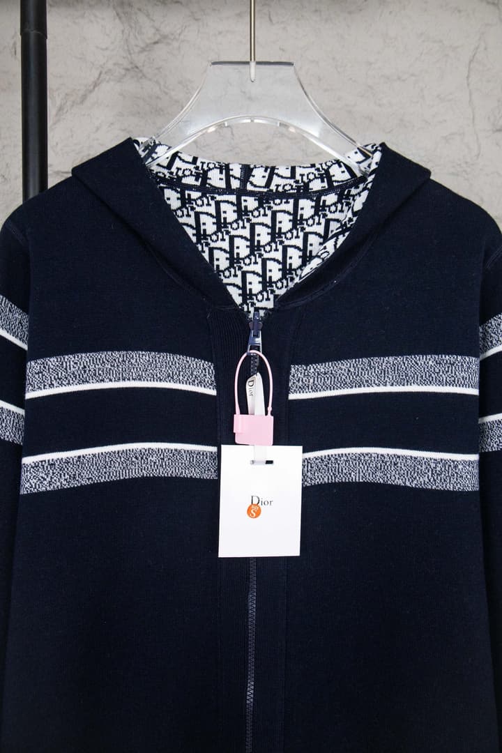 Dior Monogram Jacquard Zip Cardigan – 24SS in Light Grey Monogram