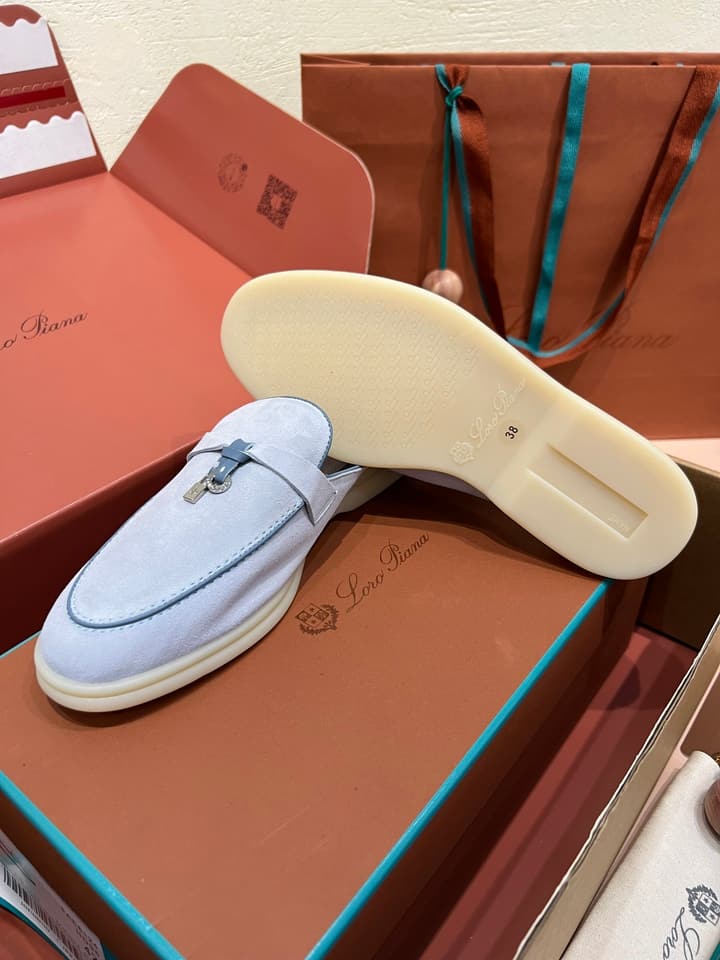 Loro Piana Women's Mules in Aqua Blue Suede