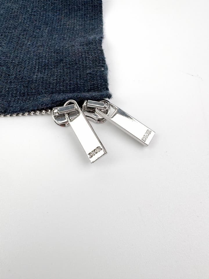 Dior Icon Zipper Sweater Cardigan in Deep Navy Blue