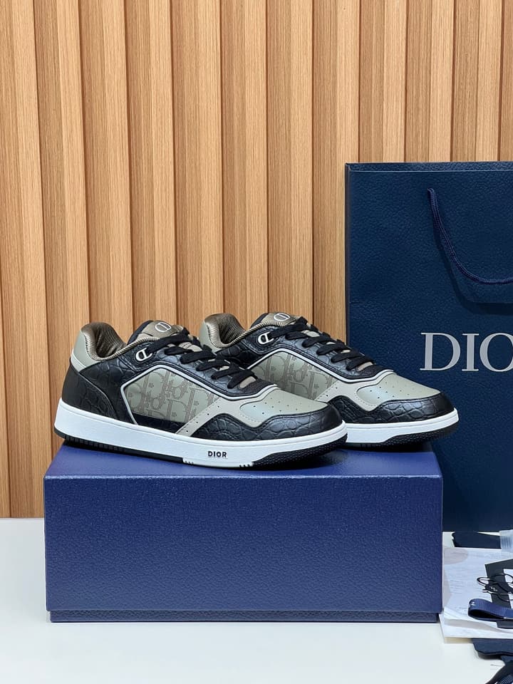 Dior B27 Unisex Sneakers – 2025 Collection in Black And Khaki Oblique
