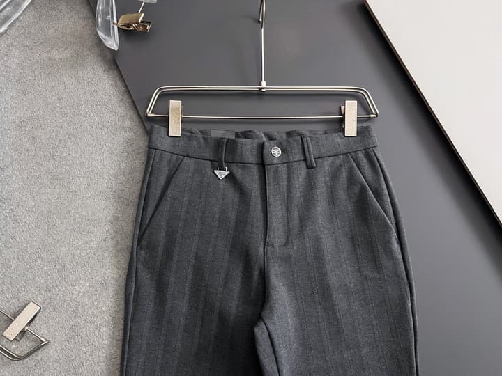 Prada Men's Cashmere Casual Trousers – 2025 Collection in Charcoal Gray