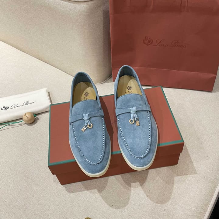 Loro Piana Summer Charms Walk Moccasin Loafers in Bright Orange Leather