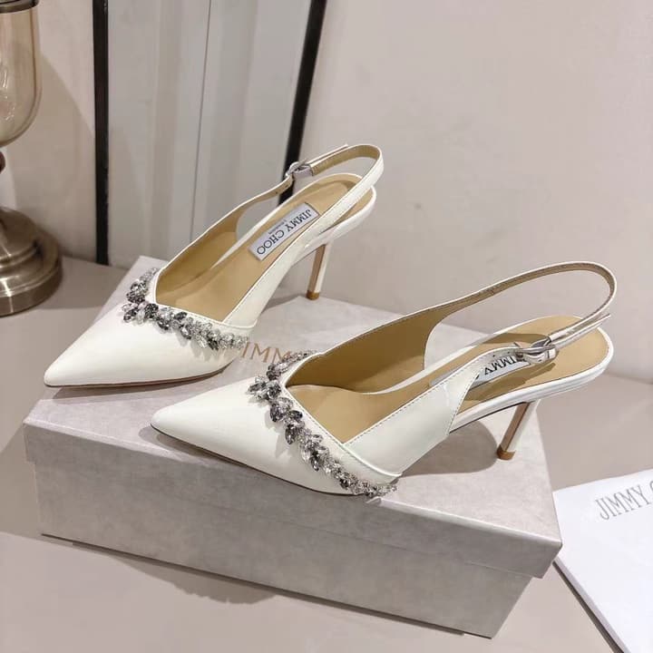 Jimmy Choo Pointed-Toe Crystal-Embellished Heeled Sandals – 2025 Summer in Black
