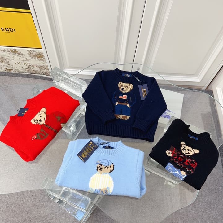 Ralph Lauren Kids Knitted Sweater – Kids Collection in Dark Navy Bear Sweater