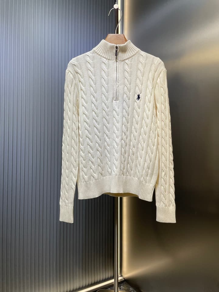 Ralph Lauren Cable Knit Half-Zip Sweater in Navy Blue