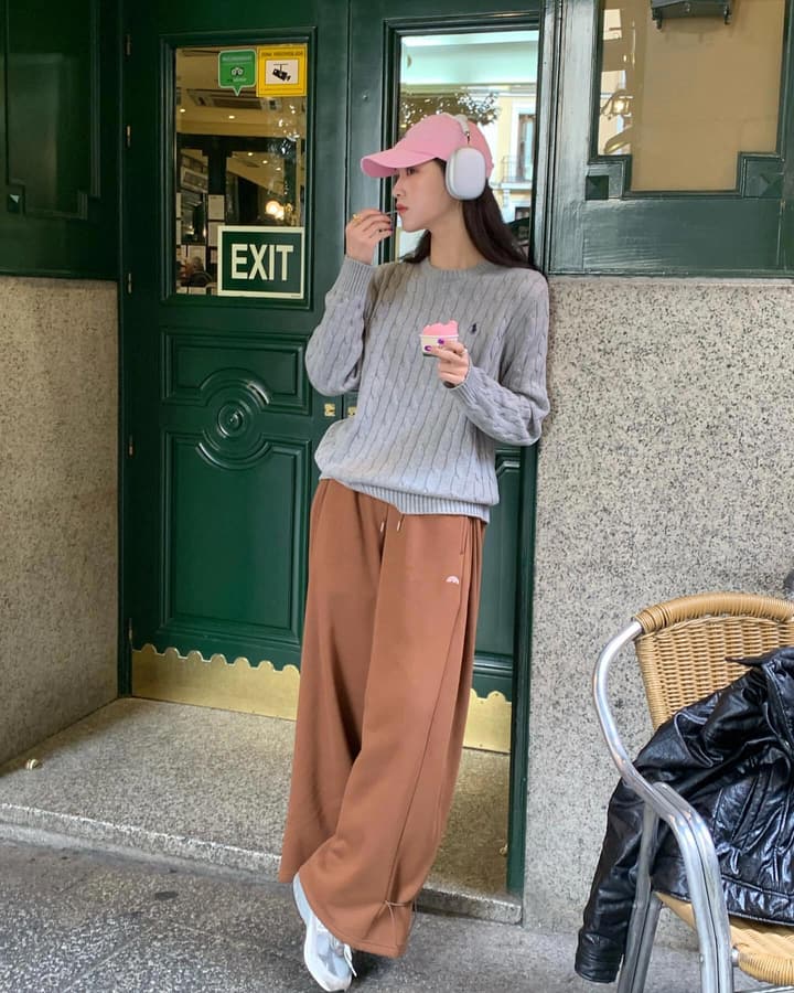 Ralph Lauren Cable Knit Polo Sweater in Baby Pink