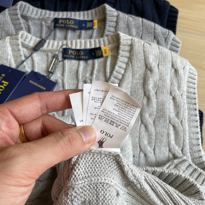 Ralph Lauren V-Neck Cable Knit Vest in Dark Grey