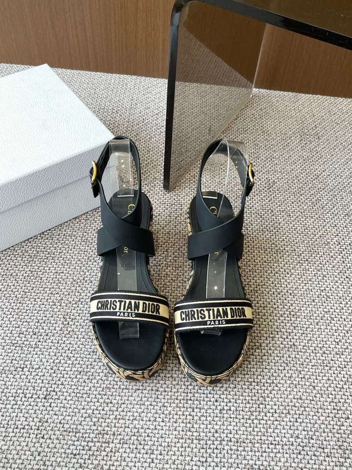 Dior Riviera Dway Wedge Sandals – Spring/Summer 2025 Collection in Black