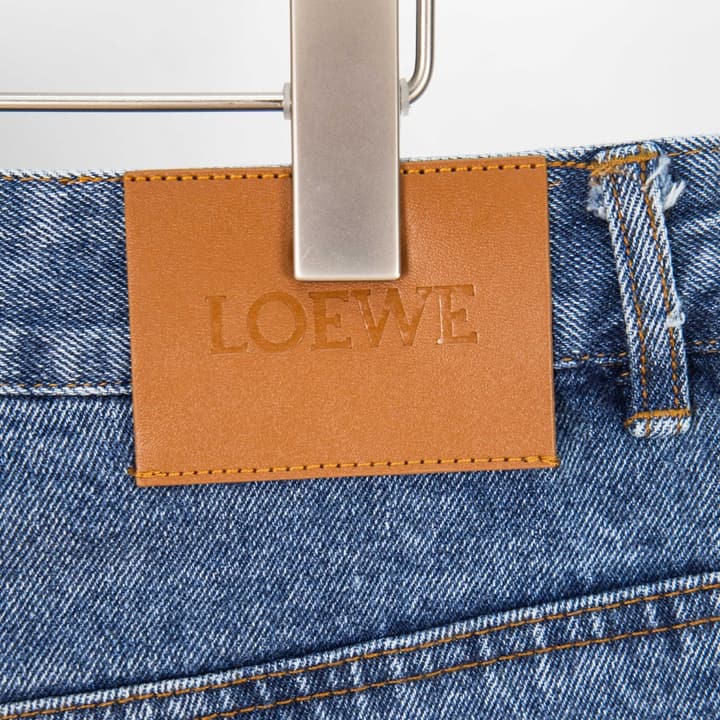 Loewe Anagram Embroidered Distressed Denim Jeans