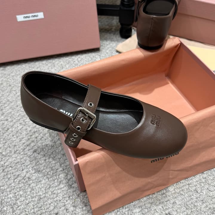 Miu Miu Pointed-Toe Mary Jane Ballet Flats – 2026 Runway Collection