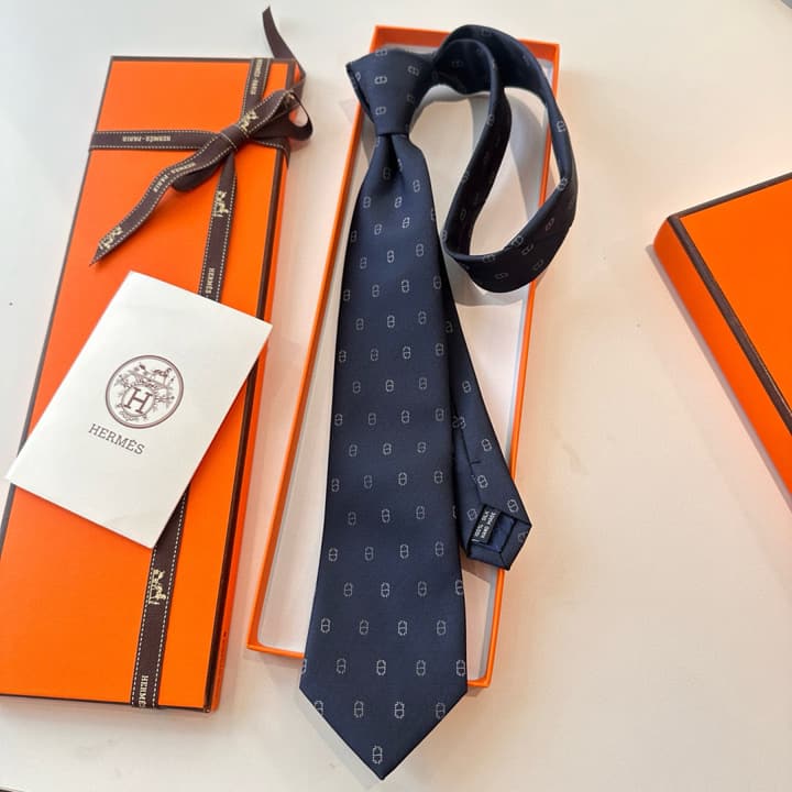 Hermès Men's Winter Anchor Chain Silk Tie – New Collection in Black