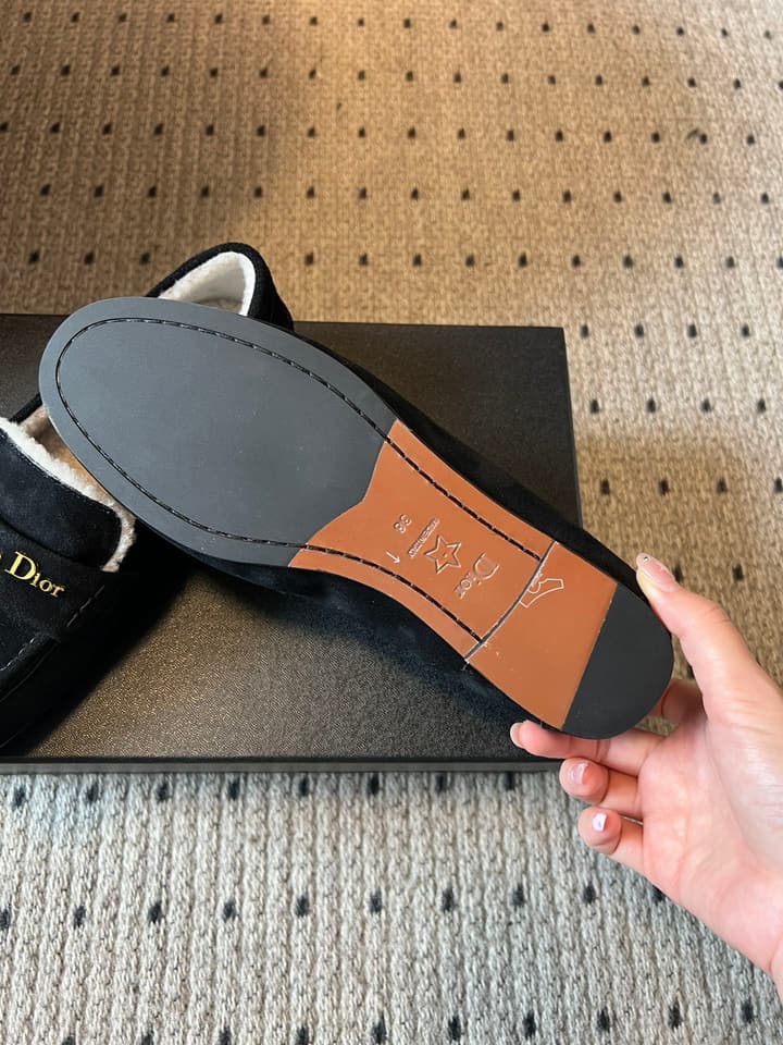 Dior Suede Fur-Lined Loafers – 25SS/FW in Black Suede