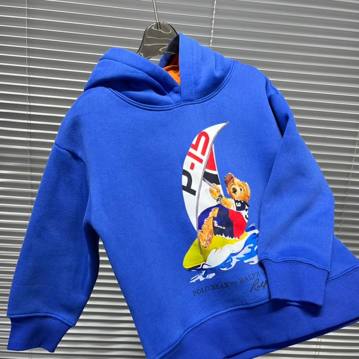 Ralph Lauren Bear Graphic Plush Lined Hoodie – Kids Collection in Dark Navy
