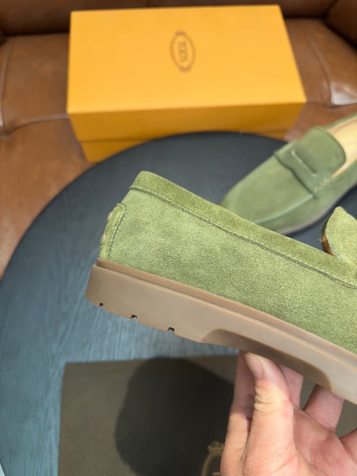 Tod's Suede Calfskin Loafers in Cognac Suede