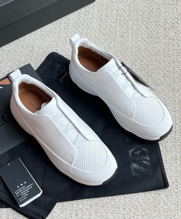 Zegna Triple Stitch™ Monte Perforated Casual Shoes in Black