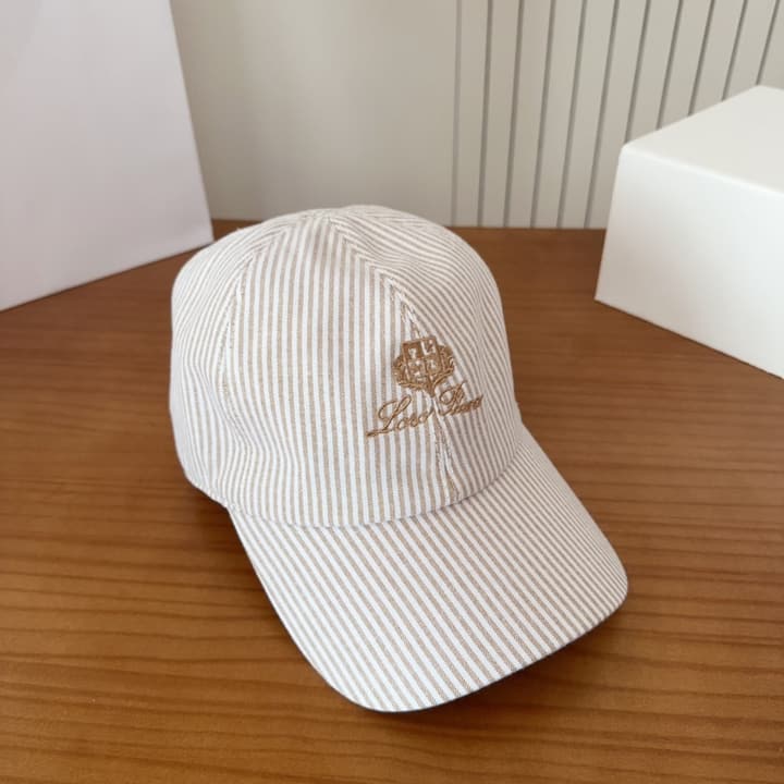 Loro Piana Baseball Cap in Cream With Tan Logo
