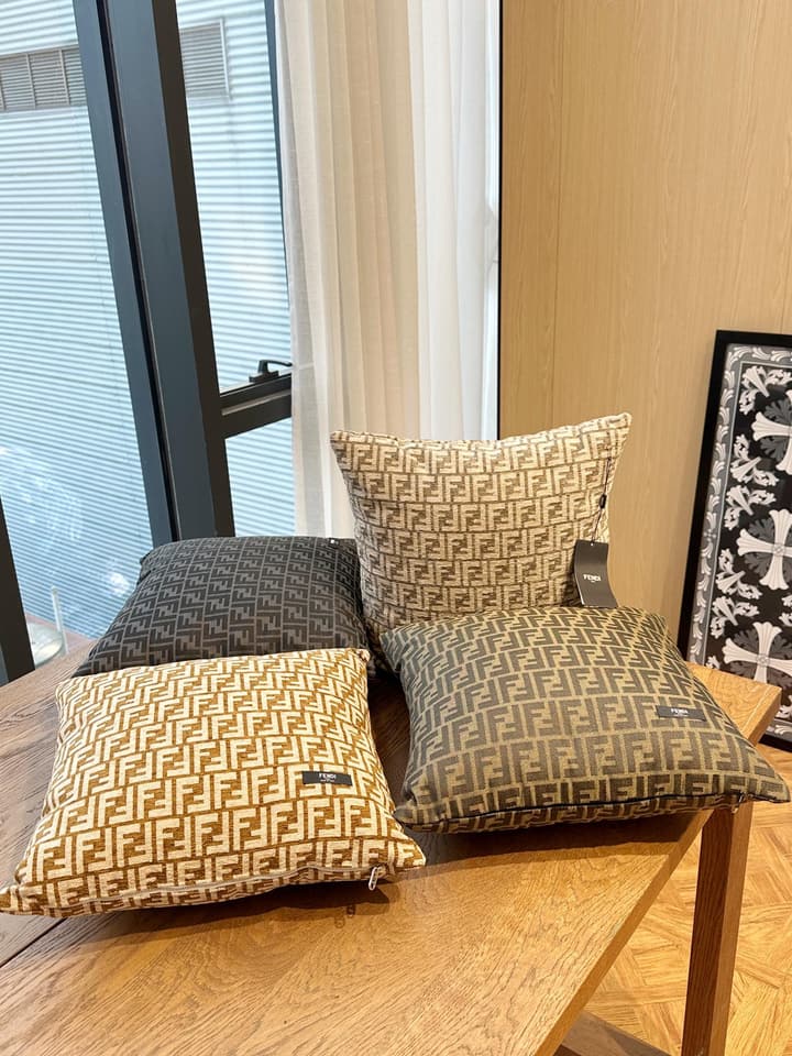 Fendi Casa Monogram Houndstooth Pillow in Dark Grey