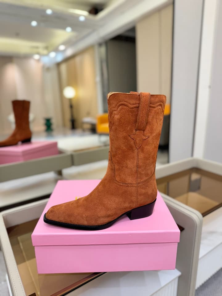Paris Texas Western Ankle Boots in Black Suede