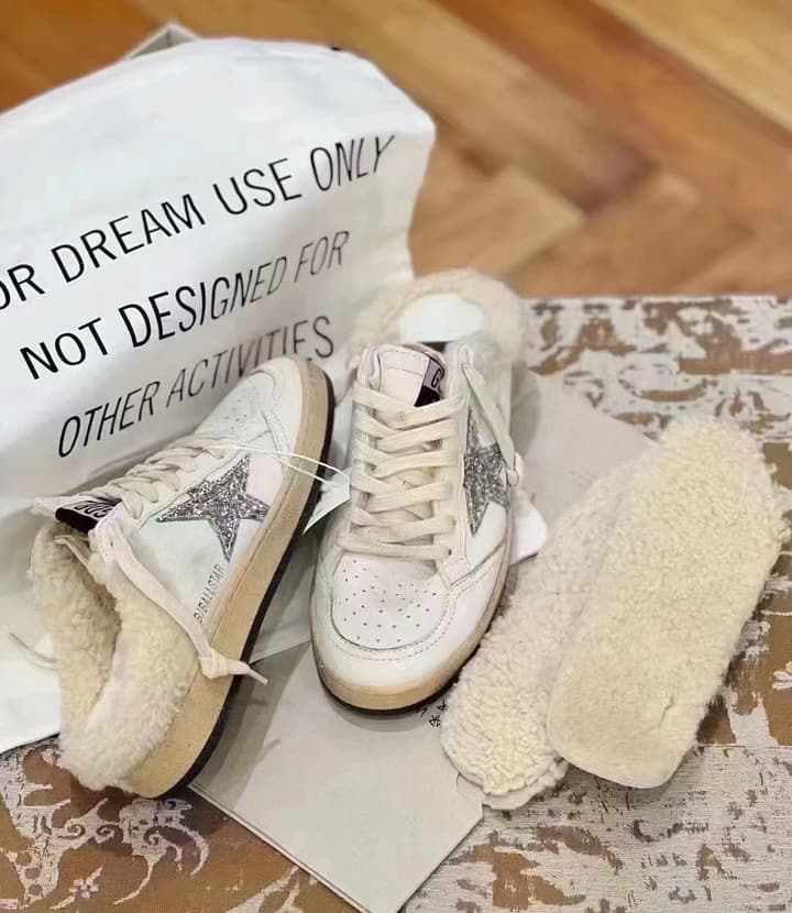 Golden Goose SUPERSTAR Silver Star Wool Mules – 2023FW in Cream Silver Star Mule