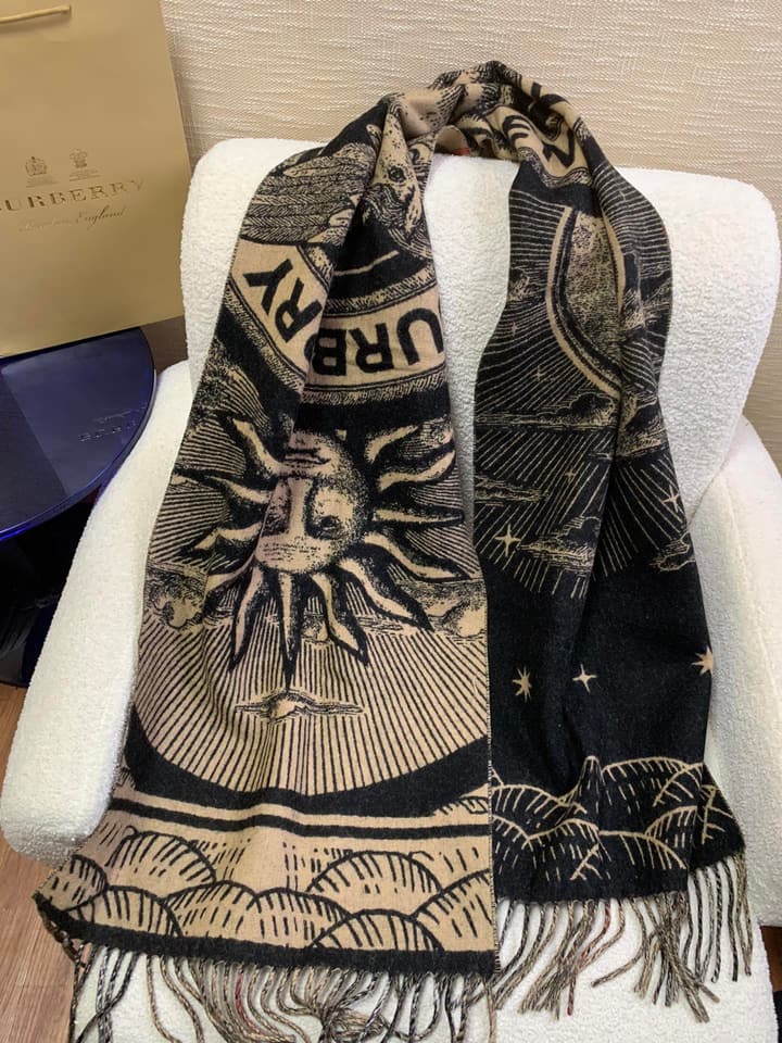 Burberry Celestial Unicorn Plaid Cashmere Scarf