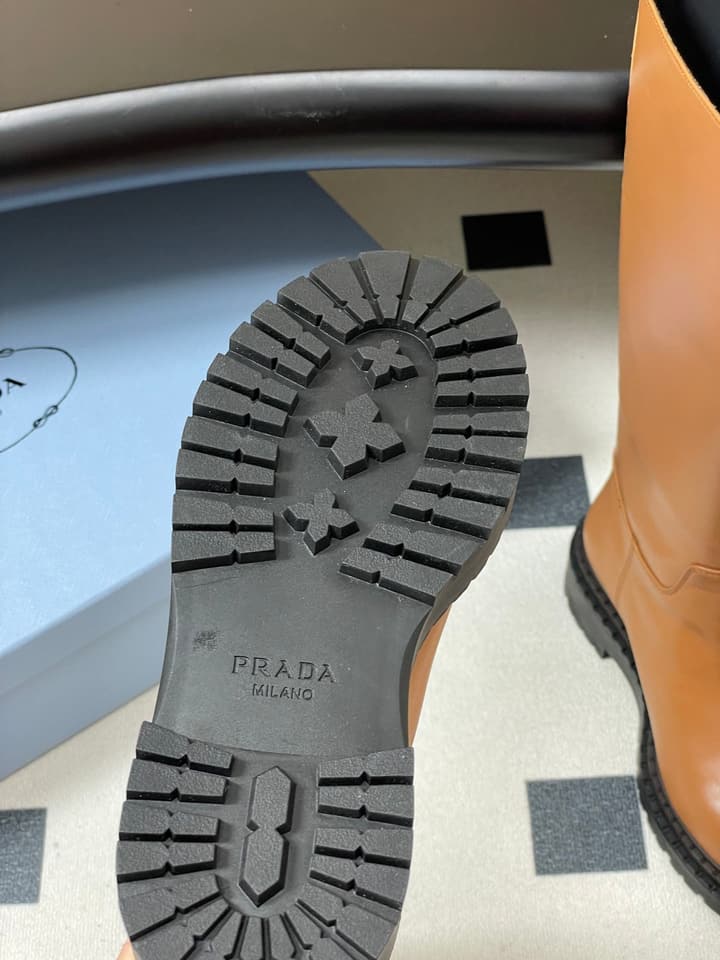 Prada Platform Leather Knight Boots – 25FW in Black