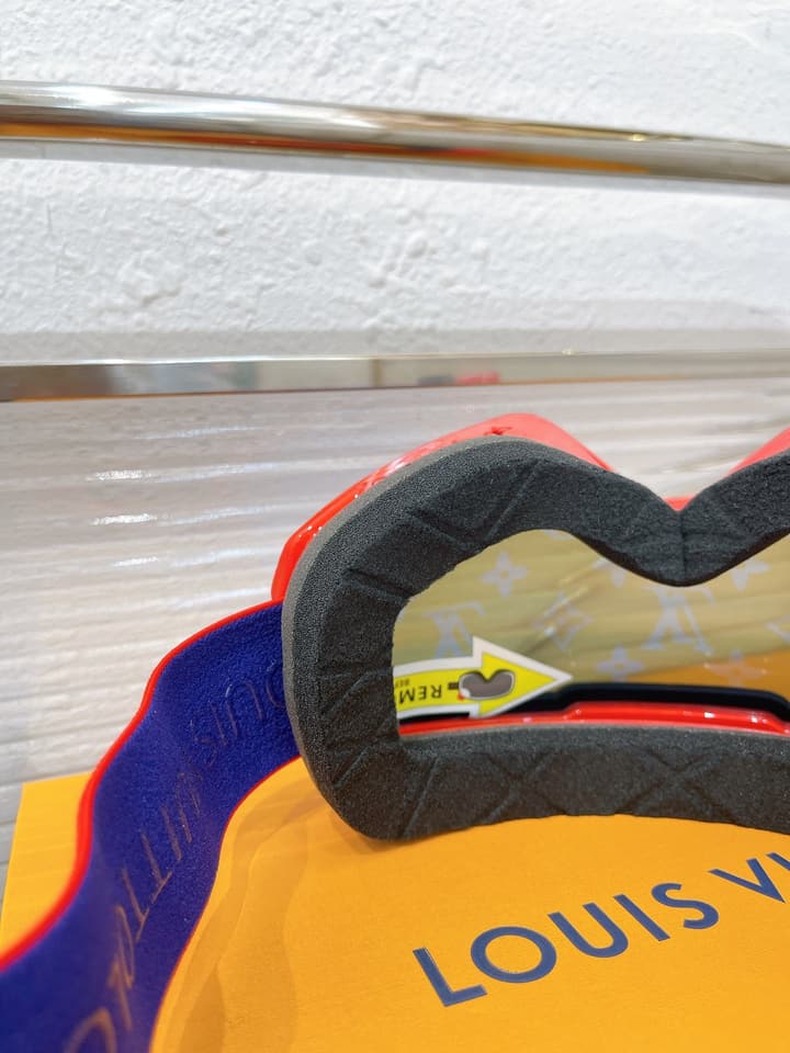Louis Vuitton Ski Goggles in Blue Iridescent Lens With Red Frame