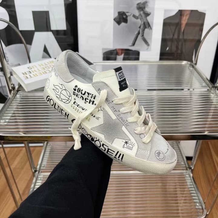 Golden Goose Classic Distressed Sneakers in Tan Suede With White Laces
