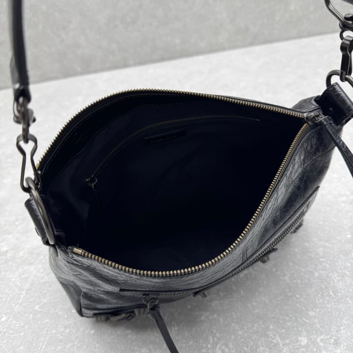 Balenciaga Le City Moto Hobo Bag – 25FW in Oil Wax Black