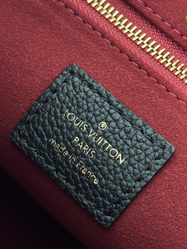 Louis Vuitton OnTheGo Small Tote Bag in Black Contrasting Monogram With Red Lining